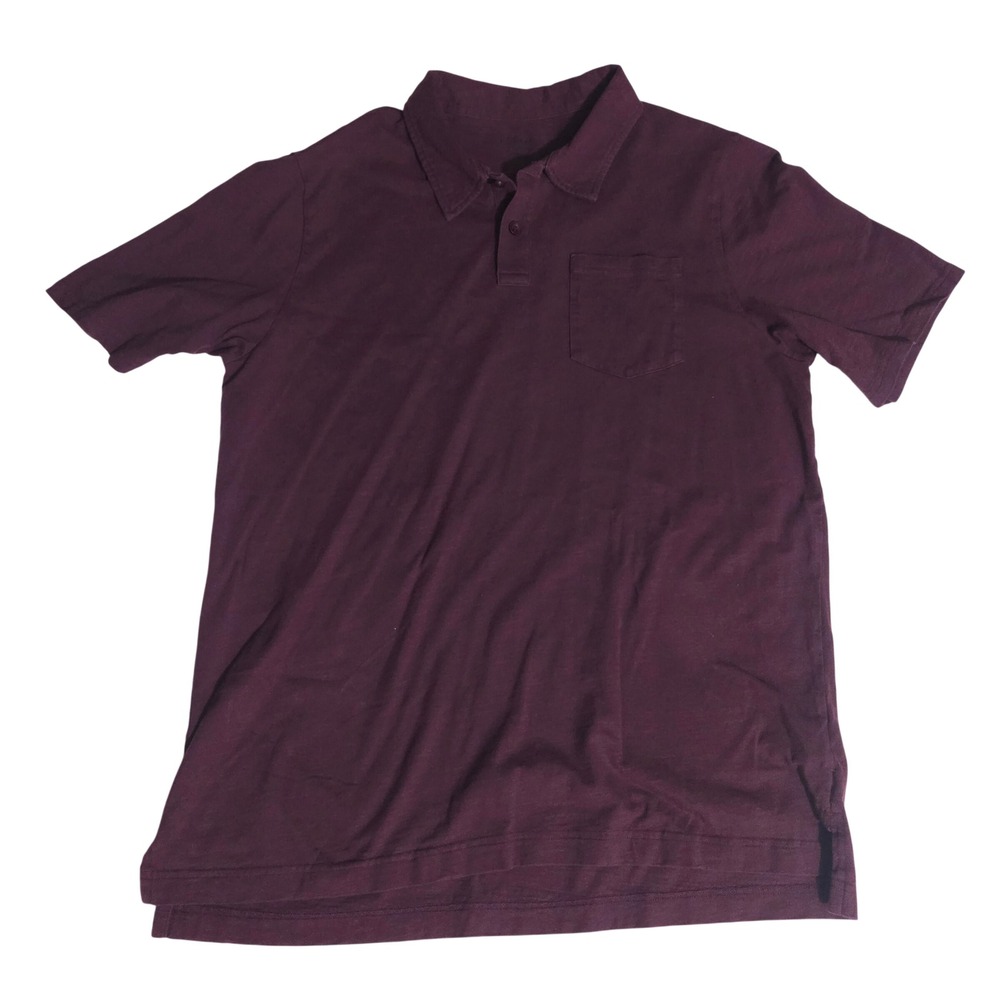 LL Bean Mens Large Plum Purple Slub Cotton Short Sleeve Pocket Polo Shirt